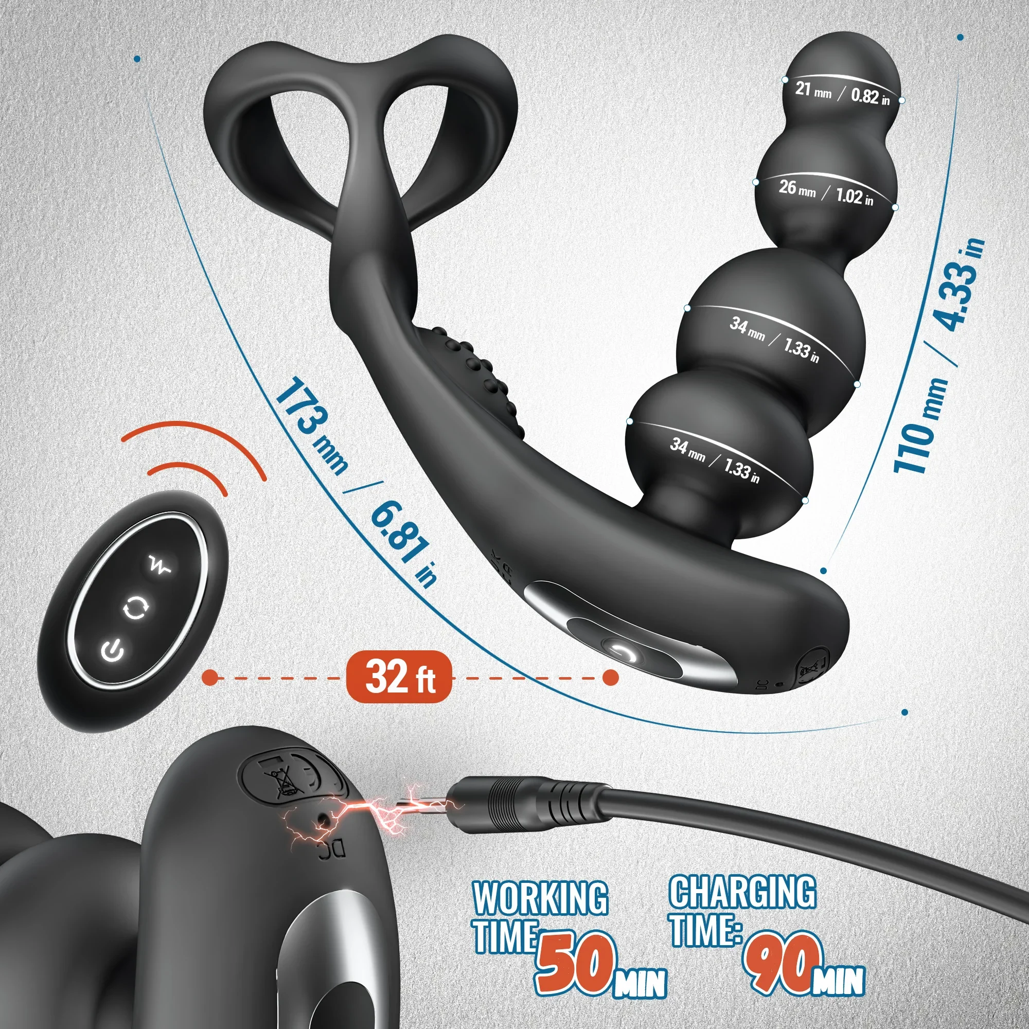 Draaiende anale kralen vibrator, foto 4