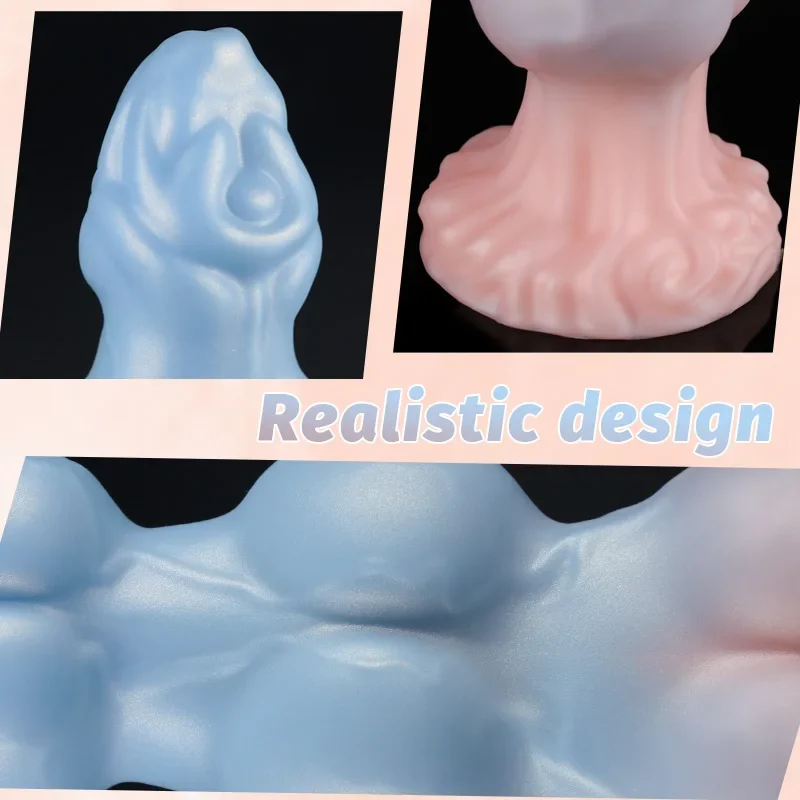 Fantasy 3-knoops dildo, vloeibare siliconen, foto 3