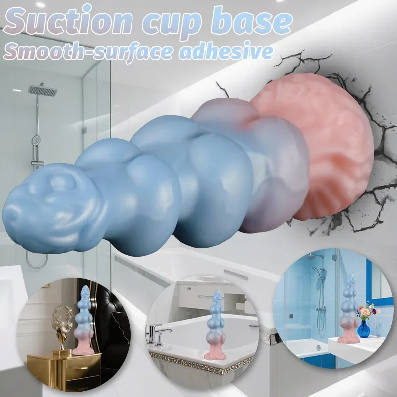 Fantasy 3-knoops dildo, vloeibare siliconen, foto 4