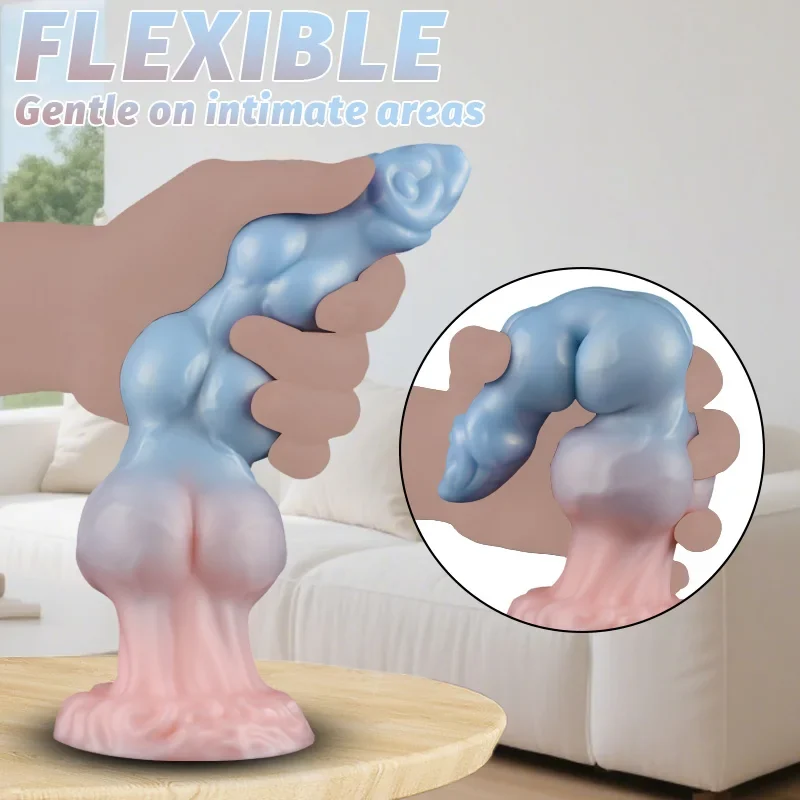 Fantasy 3-knoops dildo, vloeibare siliconen, foto 5