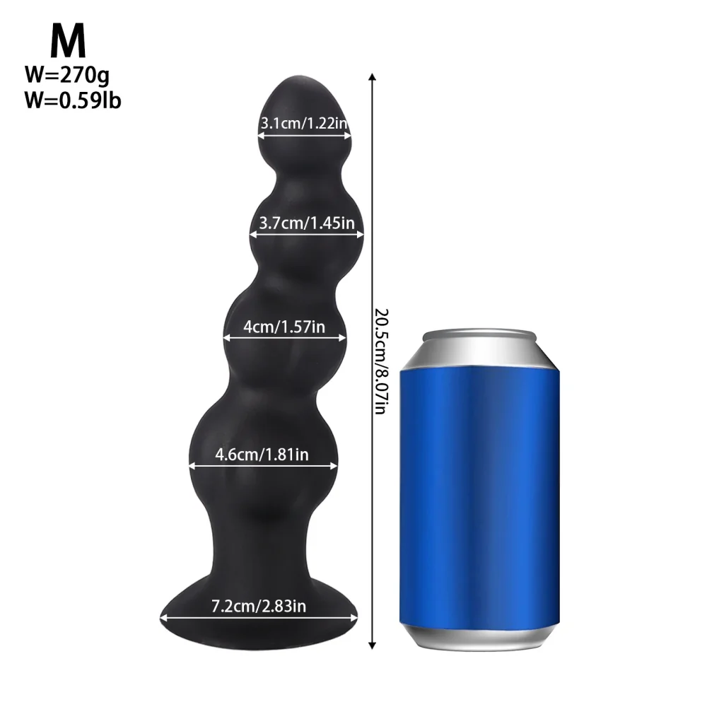 XXL buttplug Kralenplug Bronze, Zwart Siliconen · M