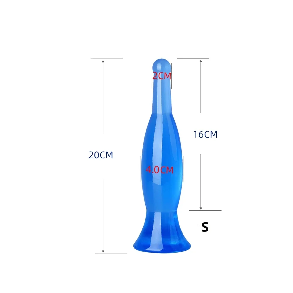 Transparante buttplug Kristal Fles, Blauw · S