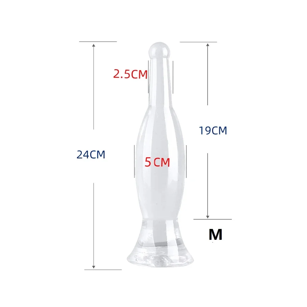Transparante buttplug Kristal Fles, Transparant · M