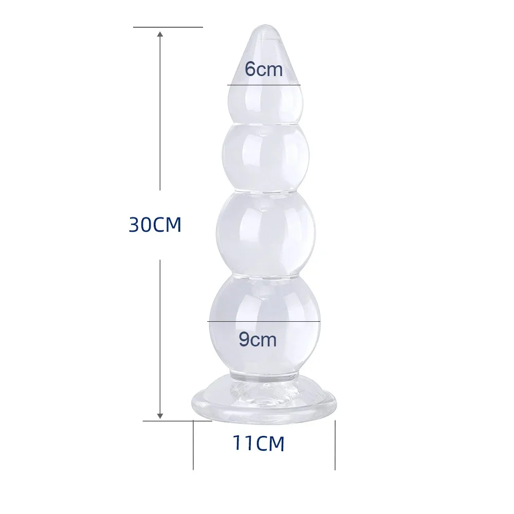 Transparante buttplug Kristal Kralen, L