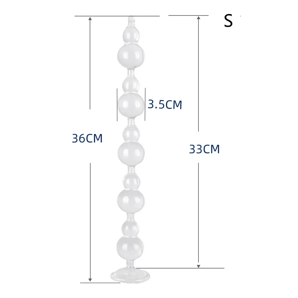 Transparante buttplug Kristal Kralen, Versie 2 Transparant · S