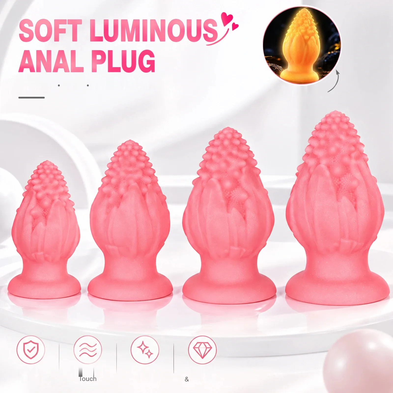 XXL buttplug Lichtgevend Dennenappel, foto 2
