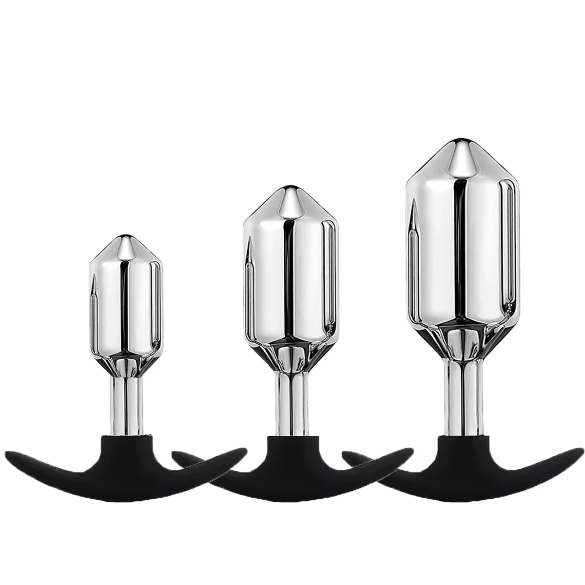 Metalen buttplug set, metaal met siliconen basis