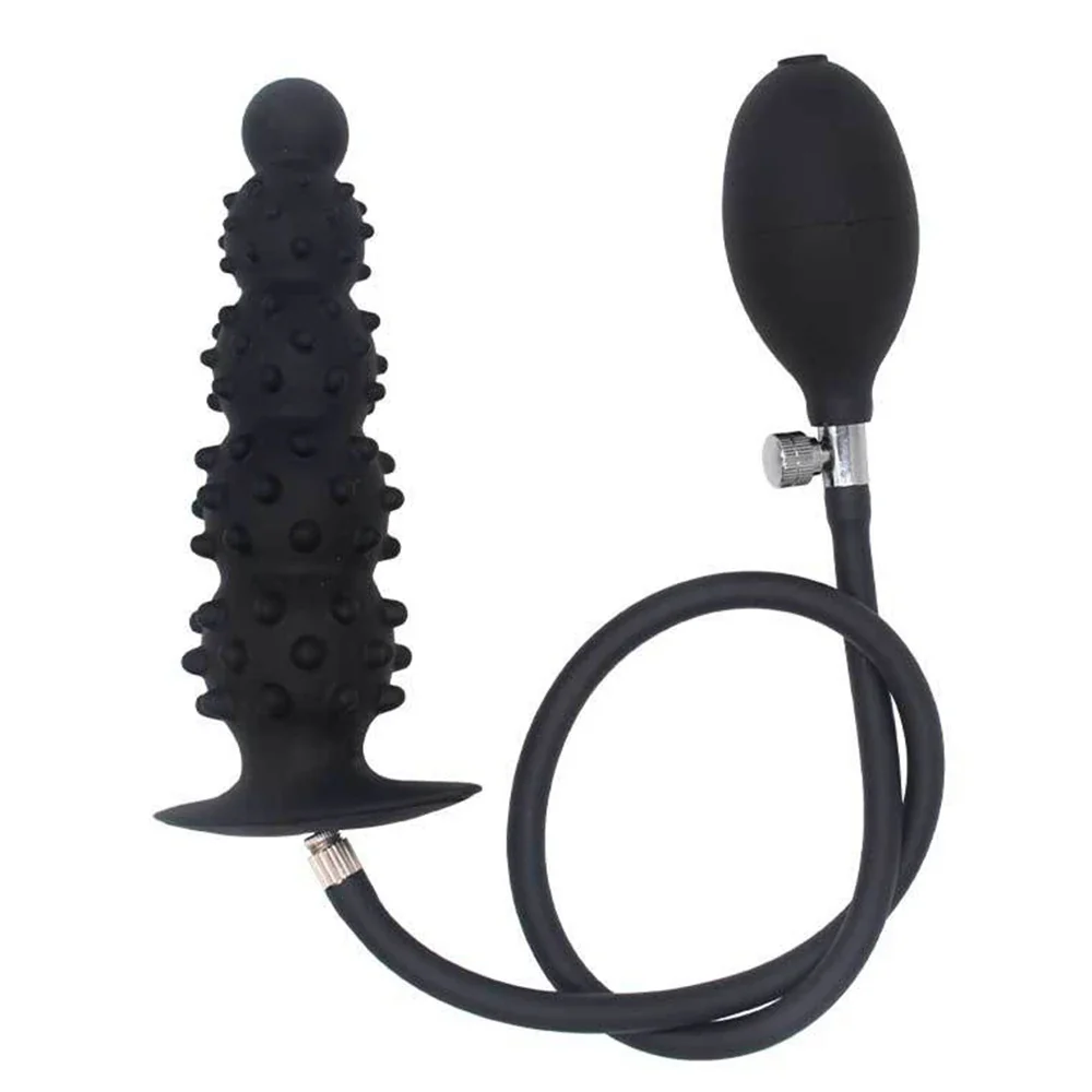 Opblaasbare siliconen anale plug met pomp