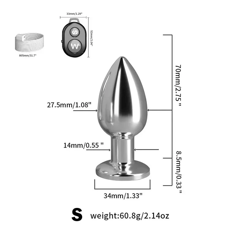 Metalen anaalplug Howcooool Remote, S · 7 cm · Ø 27,5 mm