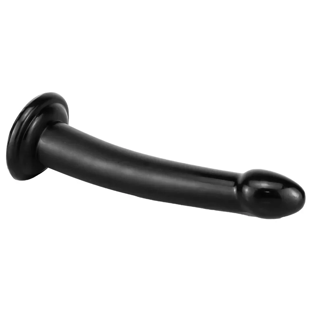 Slanke zwarte dildo met zuignap