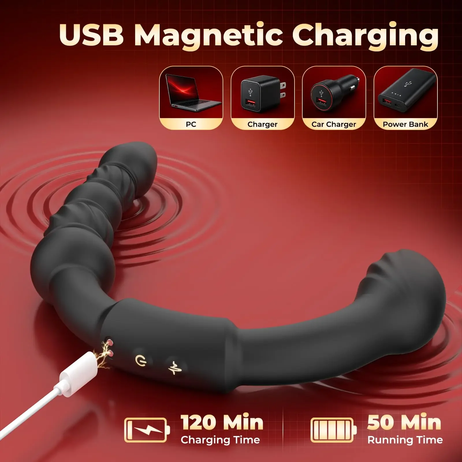 Vibrerende prostaatmassager, siliconen, foto 6